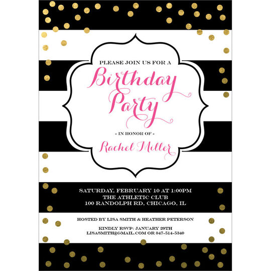 Gold Confetti Birthday Invitations